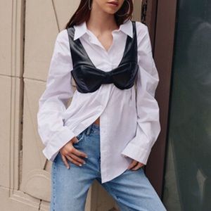 Faux leather bustier bralette